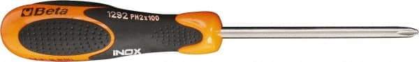 Beta - #0, 6-1/2" OAL, Standard Phillips Screwdriver - 2-1/2" Blade Length, Round Shank, Ergonomic Handle - Apex Tool & Supply
