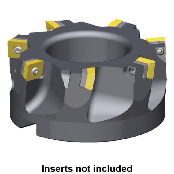 Kennametal - 8 Inserts, 100mm Cut Diam, 32mm Arbor Diam, 9.17mm Max Depth of Cut, Indexable Square-Shoulder Face Mill - 0/90° Lead Angle, 50mm High, SDET 1204.. Insert Compatibility, Series KSSM - Apex Tool & Supply