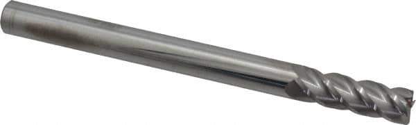 Accupro - 1/2", 4 Flute, Single End, Solid Carbide, 0.015" Corner Radius End Mill - 6" OAL, 40° Helix, Right Hand Flute, 1-1/2" LOC, Right Hand Cut - Apex Tool & Supply