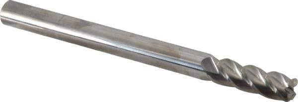 Accupro - 1/2", 4 Flute, Single End, Solid Carbide, 0.09" Corner Radius End Mill - 6" OAL, 40° Helix, Right Hand Flute, 1-1/2" LOC, Right Hand Cut - Apex Tool & Supply