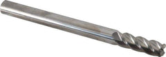 Accupro - 1/2", 4 Flute, Single End, Solid Carbide, 0.09" Corner Radius End Mill - 6" OAL, 40° Helix, Right Hand Flute, 1-1/2" LOC, Right Hand Cut - Apex Tool & Supply