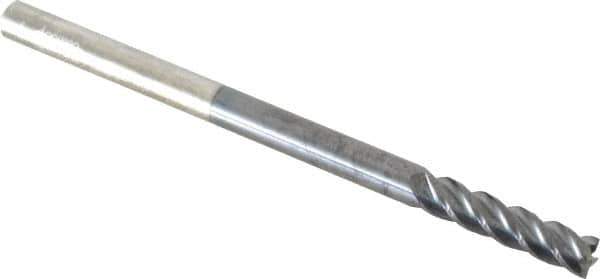 Accupro - 1/4", 4 Flute, Single End, Solid Carbide, 0.01" Corner Radius End Mill - 4" OAL, 40° Helix, Right Hand Flute, 1" LOC, Right Hand Cut - Apex Tool & Supply