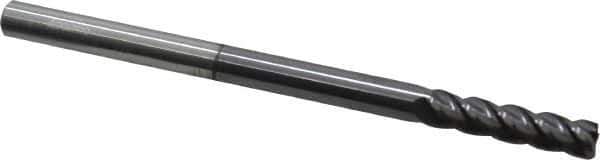 Accupro - 1/4", 4 Flute, Single End, Solid Carbide, 0.02" Corner Radius End Mill - 4" OAL, 40° Helix, Right Hand Flute, 1" LOC, Right Hand Cut - Apex Tool & Supply