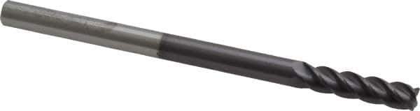 Accupro - 1/4", 4 Flute, Single End, Solid Carbide, 0.03" Corner Radius End Mill - 4" OAL, 40° Helix, Right Hand Flute, 1" LOC, Right Hand Cut - Apex Tool & Supply