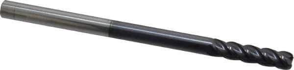 Accupro - 1/4", 4 Flute, Single End, Solid Carbide, 0.045" Corner Radius End Mill - 4" OAL, 40° Helix, Right Hand Flute, 1" LOC, Right Hand Cut - Apex Tool & Supply