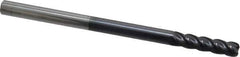 Accupro - 1/4", 4 Flute, Single End, Solid Carbide, 0.045" Corner Radius End Mill - 4" OAL, 40° Helix, Right Hand Flute, 1" LOC, Right Hand Cut - Apex Tool & Supply