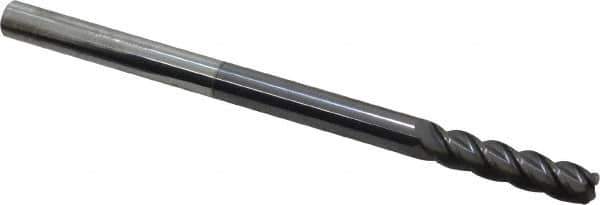 Accupro - 1/4", 4 Flute, Single End, Solid Carbide, 0.06" Corner Radius End Mill - 4" OAL, 40° Helix, Right Hand Flute, 1" LOC, Right Hand Cut - Apex Tool & Supply