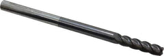 Accupro - 1/4", 4 Flute, Single End, Solid Carbide, 0.06" Corner Radius End Mill - 4" OAL, 40° Helix, Right Hand Flute, 1" LOC, Right Hand Cut - Apex Tool & Supply