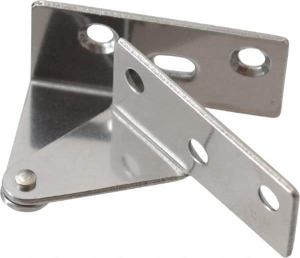Sugatsune - 1-7/64" Long x 1-37/64" Wide x 1-1/2" Thick, Plain 430 Stainless Steel, Left Hand Overlay Door Pivot Hinge - 3" Pin Diam, 6 Holes, 1 Knuckle, 3.9 Lb Capacity, 18" Leaf Height - Apex Tool & Supply