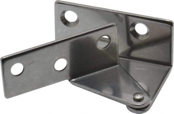 Sugatsune - 1-7/64" Long x 1-37/64" Wide x 1-1/2" Thick, Plain 430 Stainless Steel, Right Hand Overlay Door Pivot Hinge - 3" Pin Diam, 6 Holes, 1 Knuckle, 3.9 Lb Capacity, 18" Leaf Height - Apex Tool & Supply