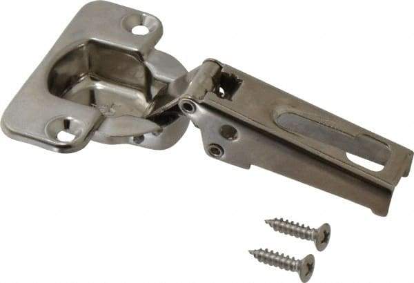 Sugatsune - 57mm Long x 55mm Wide x 38mm Thick, Concealed Overlay Hinge - 304 Stainless Steel, Polished Finish - Apex Tool & Supply