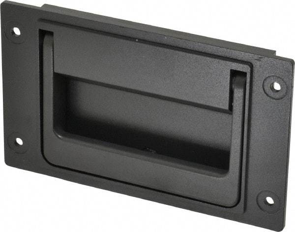Sugatsune - 148mm Wide Plate x 3-35/64" High Plate, Zinc Alloy,Steel & Synthetic Rubber Trunk Handle - 120mm Wide x 3-5/32" High, Zinc Finish, 4 Holes - Apex Tool & Supply