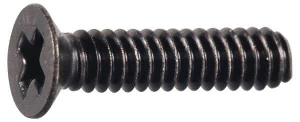 Made in USA - #4-40 UNC, 1/2" OAL Phillips Drive Machine Screw - Flat Head, Grade 300 Stainless Steel, Black Oxide Finish, Without Washer - Apex Tool & Supply