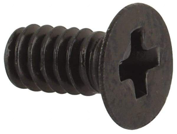 Made in USA - #4-40 UNC, 1/4" OAL Phillips Drive Machine Screw - Flat Head, Grade 300 Stainless Steel, Black Oxide Finish, Without Washer - Apex Tool & Supply