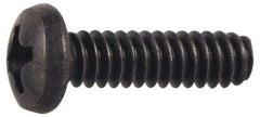 Made in USA - #8-32 UNC, 1/2" Length Under Head Phillips Drive Machine Screw - Pan Head, Grade 300 Stainless Steel, Black Oxide Finish, Without Washer - Apex Tool & Supply