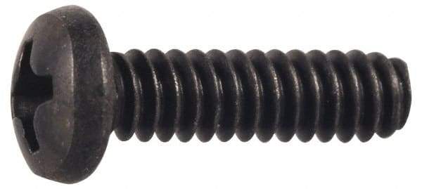 Made in USA - #10-32 UNF, 3/8" Length Under Head Phillips Drive Machine Screw - Pan Head, Grade 300 Stainless Steel, Black Oxide Finish, Without Washer - Apex Tool & Supply
