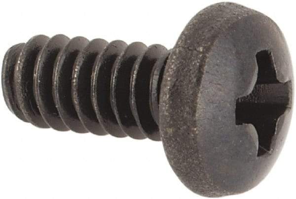 Made in USA - #4-40 UNC, 1/4" Length Under Head Phillips Drive Machine Screw - Pan Head, Grade 300 Stainless Steel, Black Oxide Finish, Without Washer - Apex Tool & Supply