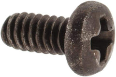 Made in USA - #2-56 UNC, 3/16" Length Under Head Phillips Drive Machine Screw - Pan Head, Grade 300 Stainless Steel, Black Oxide Finish, Without Washer - Apex Tool & Supply