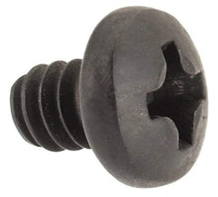 Made in USA - #6-32 UNC, 3/16" Length Under Head Phillips Drive Machine Screw - Pan Head, Grade 300 Stainless Steel, Black Oxide Finish, Without Washer - Apex Tool & Supply