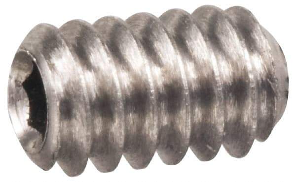 Made in USA - 1/4-28 UNF, 3/16" OAL, Cup Point Set Screw - Grade 303 Stainless Steel, 1/8" Key - Apex Tool & Supply