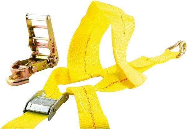 Erickson Manufacturing - 14' Long x 2" Wide, 10,000 Lb Basket Capacity, Polyester & Steel Web Sling - Yellow - Apex Tool & Supply