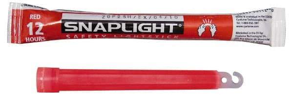Cyalume - 10 Piece Red Chemical Lightstick - 6 Inch Long, 12 Hours Illumination Time, Nonflammable, Nontoxic and Waterproof, Snap and Shake Activation Method - Apex Tool & Supply