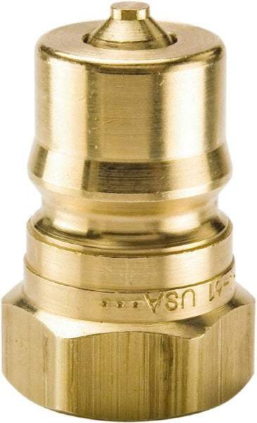 Parker - 3/8 NPTF Brass Hydraulic Hose Female Pipe Thread Nipple - 1,000 psi, 6 GPM - Apex Tool & Supply