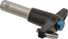 Jergens - 1/2" Diam, 1" Usable Length, T Handle, Push Button Quick Release Pin - 3-1/8" OAL, Grade 17-4 Stainless Steel, Passivated Finish - Apex Tool & Supply
