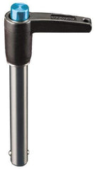 Jergens - 5/8" Diam, 3" Usable Length, L Handle, Push Button Quick Release Pin - 5-1/2" Overall Length, Grade 17-4 Stainless Steel, Passivated Finish - Apex Tool & Supply