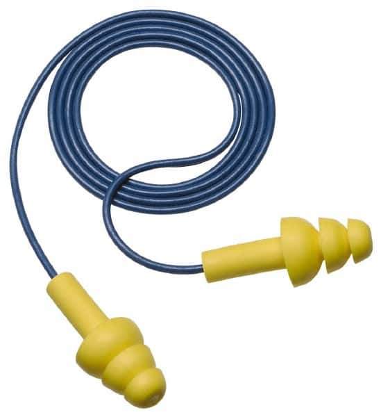 3M - Reusable, Corded, 25 dB, Cone Earplugs - Yellow, 200 Pairs - Apex Tool & Supply