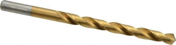 Chicago-Latrobe - Letter E (1/4) 118° High Speed Steel Jobber Drill - TiN Finish, Right Hand Cut, Spiral Flute, Straight Shank, 4" OAL, Standard Point - Apex Tool & Supply