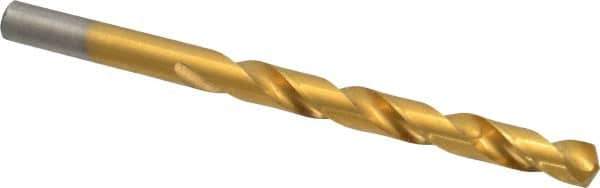 Chicago-Latrobe - 19/64" 118° High Speed Steel Jobber Drill - TiN Finish, Right Hand Cut, Spiral Flute, Straight Shank, 4-3/8" OAL, Standard Point - Apex Tool & Supply