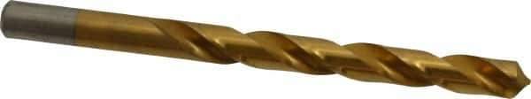 Chicago-Latrobe - 3/8" 118° High Speed Steel Jobber Drill - TiN Finish, Right Hand Cut, Spiral Flute, Straight Shank, 5" OAL, Standard Point - Apex Tool & Supply