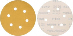 Made in USA - 6" Diam, 150 Grit, Aluminum Oxide Hook & Loop Disc - Very Fine Grade, Coated, C Weight Paper Backing, - Apex Tool & Supply