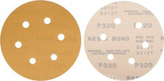 Made in USA - 6" Diam, 320 Grit, Aluminum Oxide Hook & Loop Disc - Extra Fine Grade, Coated, C Weight Paper Backing, - Apex Tool & Supply