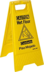 NMC - No Entry, 10-3/4" Wide x 24-5/8" High, Plastic Floor Sign - A-Frame, Black on Yellow, For Security & Admittance - Apex Tool & Supply