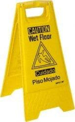 NMC - Caution - Wet Floor, 10-3/4" Wide x 24-5/8" High, Plastic Floor Sign - English/Spanish, A-Frame, Black on Yellow, For Restroom, Janitorial & Housekeeping - Apex Tool & Supply