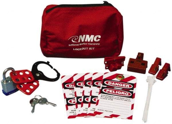 NMC - 12 Piece Electrical Lockout Kit - 3/4 Inch Vertical Shackle Clearance, Comes in Pouch - Apex Tool & Supply