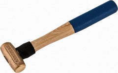 American Hammer - 1 Lb Head 1-1/8" Face Bronze Nonmarring Hammer - 12" OAL, Wood Handle - Apex Tool & Supply