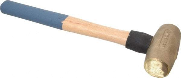 American Hammer - 4 Lb Head 1-5/8" Face Bronze Nonmarring Hammer - 16" OAL, Wood Handle - Apex Tool & Supply