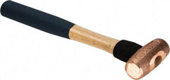 American Hammer - 1-1/2 Lb Nonsparking Copper Head Hammer - 12" OAL, 2-3/4" Head Length, 1-3/8" Face Diam, 12" Hickory Handle - Apex Tool & Supply