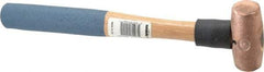 American Hammer - 1 Lb Nonsparking Copper Head Hammer - 12" OAL, 3" Head Length, 1-1/8" Face Diam, 12" Hickory Handle - Apex Tool & Supply