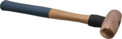 American Hammer - 3 Lb Nonsparking Copper Head Hammer - 15" OAL, 4" Head Length, 1-1/2" Face Diam, 15" Hickory Handle - Apex Tool & Supply