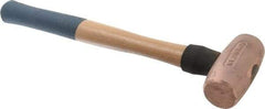 American Hammer - 4 Lb Nonsparking Copper Head Hammer - 16" OAL, 4-1/2" Head Length, 1-5/8" Face Diam, 16" Hickory Handle - Apex Tool & Supply