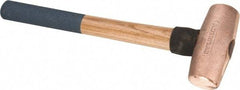 American Hammer - 5 Lb Nonsparking Copper Head Hammer - 16" OAL, 5" Head Length, 1-3/4" Face Diam, 16" Hickory Handle - Apex Tool & Supply