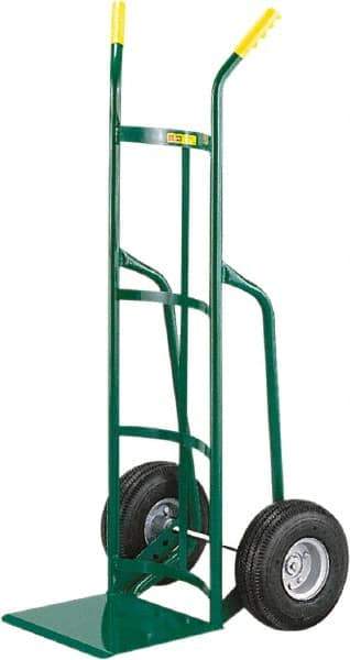 Little Giant - 800 Lb Capacity 49" OAH Hand Truck - 12 x 14" Base Plate, Dual Handle, Steel, Full Pneumatic Wheels - Apex Tool & Supply