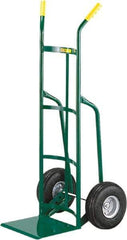 Little Giant - 800 Lb Capacity 49" OAH Hand Truck - 12 x 14" Base Plate, Dual Handle, Steel, Full Pneumatic Wheels - Apex Tool & Supply