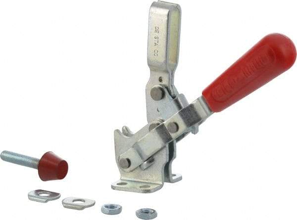 De-Sta-Co - 375 Lb Holding Capacity, Vertical Handle, Manual Hold Down Toggle Clamp - 57° Handle Movement, 99° Bar Opening, U-Bar, Flanged Base, Carbon Steel - Apex Tool & Supply