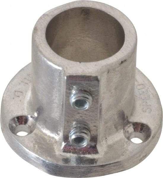 Hollaender - 1" Pipe, Base Flange, Aluminum Alloy Flange Pipe Rail Fitting - Bright Finish - Apex Tool & Supply