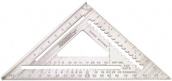 Johnson Level & Tool - 12" Blade Length x 12" Base Length, Powder Coated Finish, Aluminum Rafter Square - 1/4" Graduation - Apex Tool & Supply